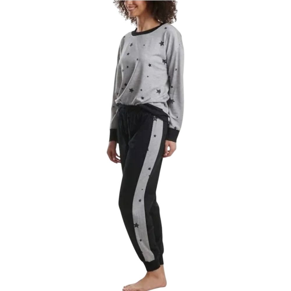 Splendid Pajama Lounge Set Grey with Black Stars Women's Size M